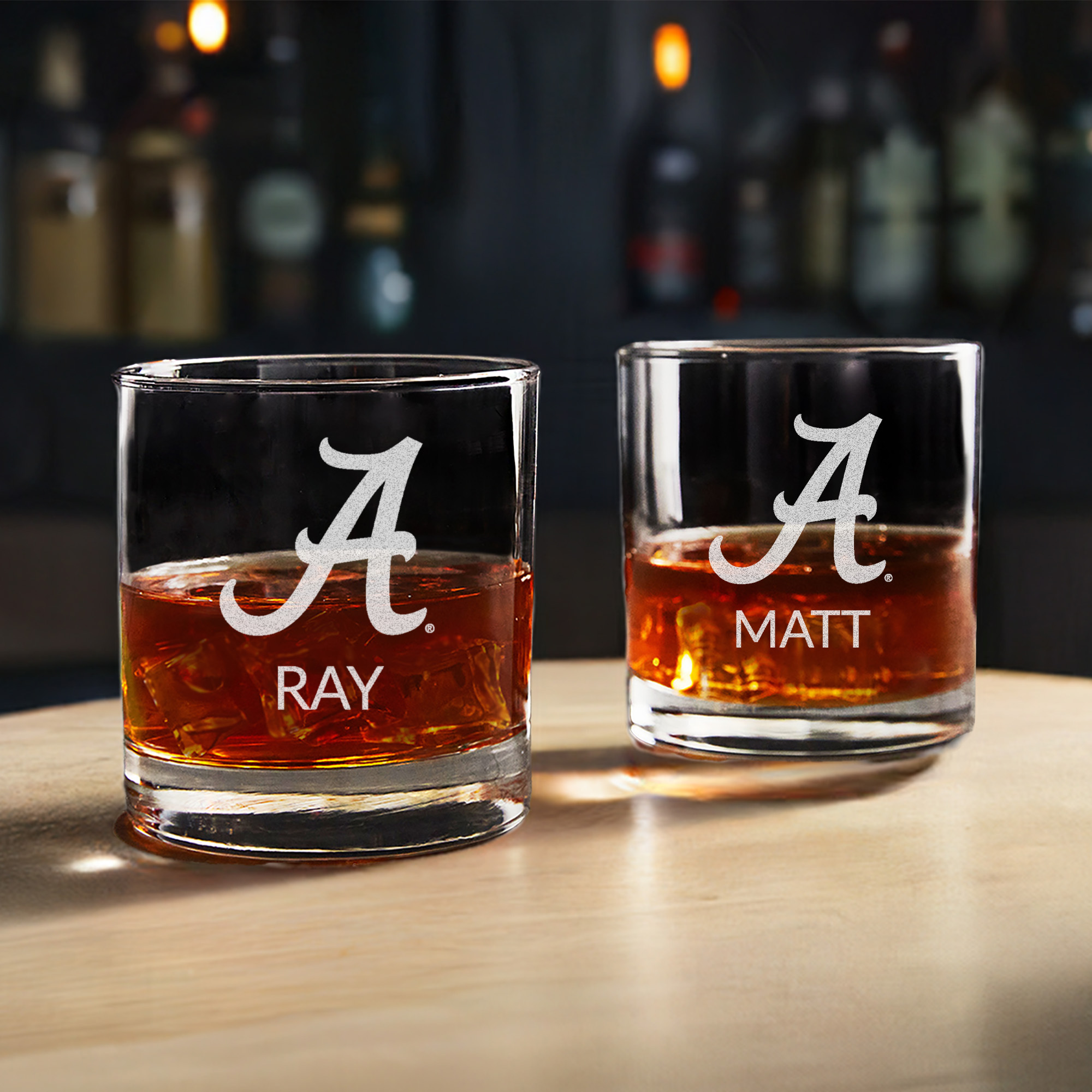 custom alabama crimson tide whiskey glasses