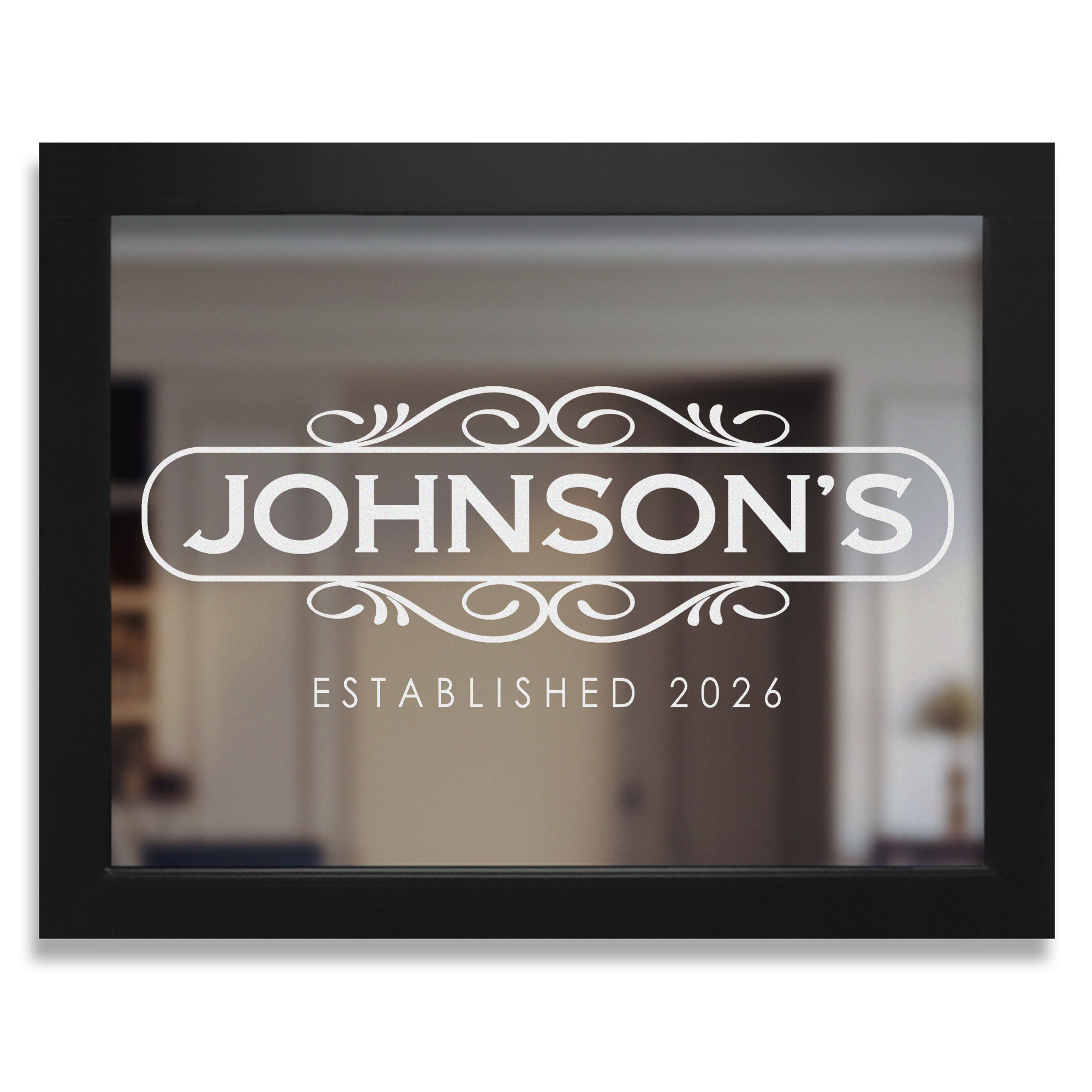 Elegant personalized bar mirror with family name