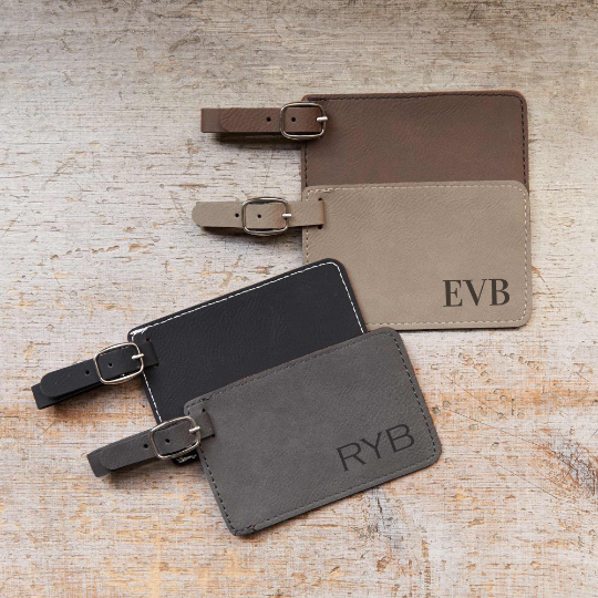 Vegan Leather personalized luggage tags with initials for employees