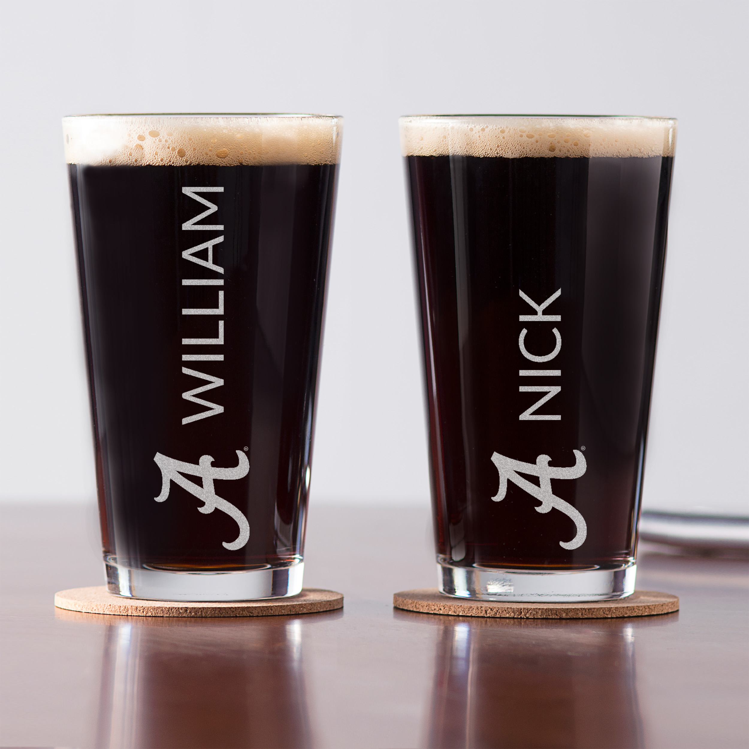 custom engraved alabama crimson tide pint glasses