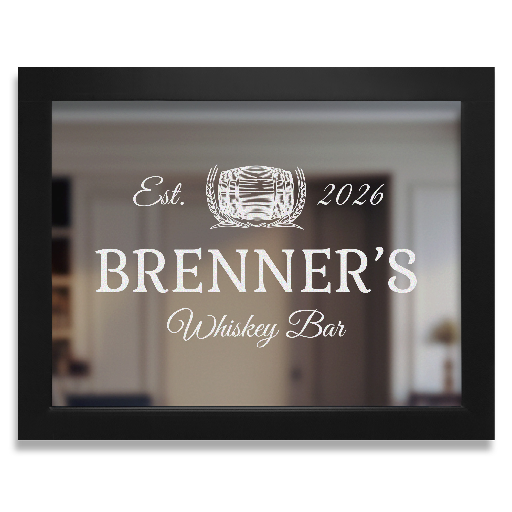 Whiskey themed personalized bar mirror