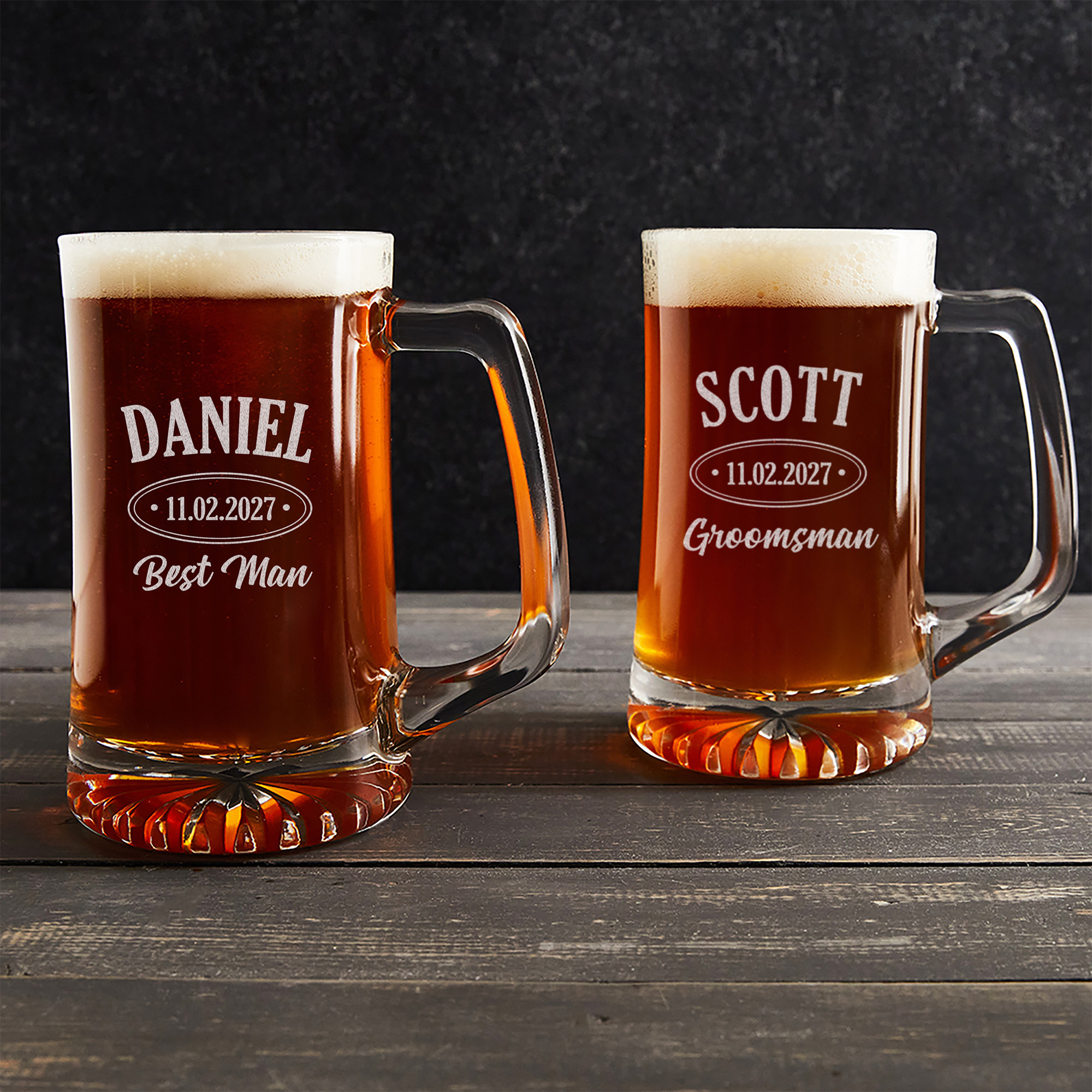 Custom engraved monogram wedding party whiskey glasses