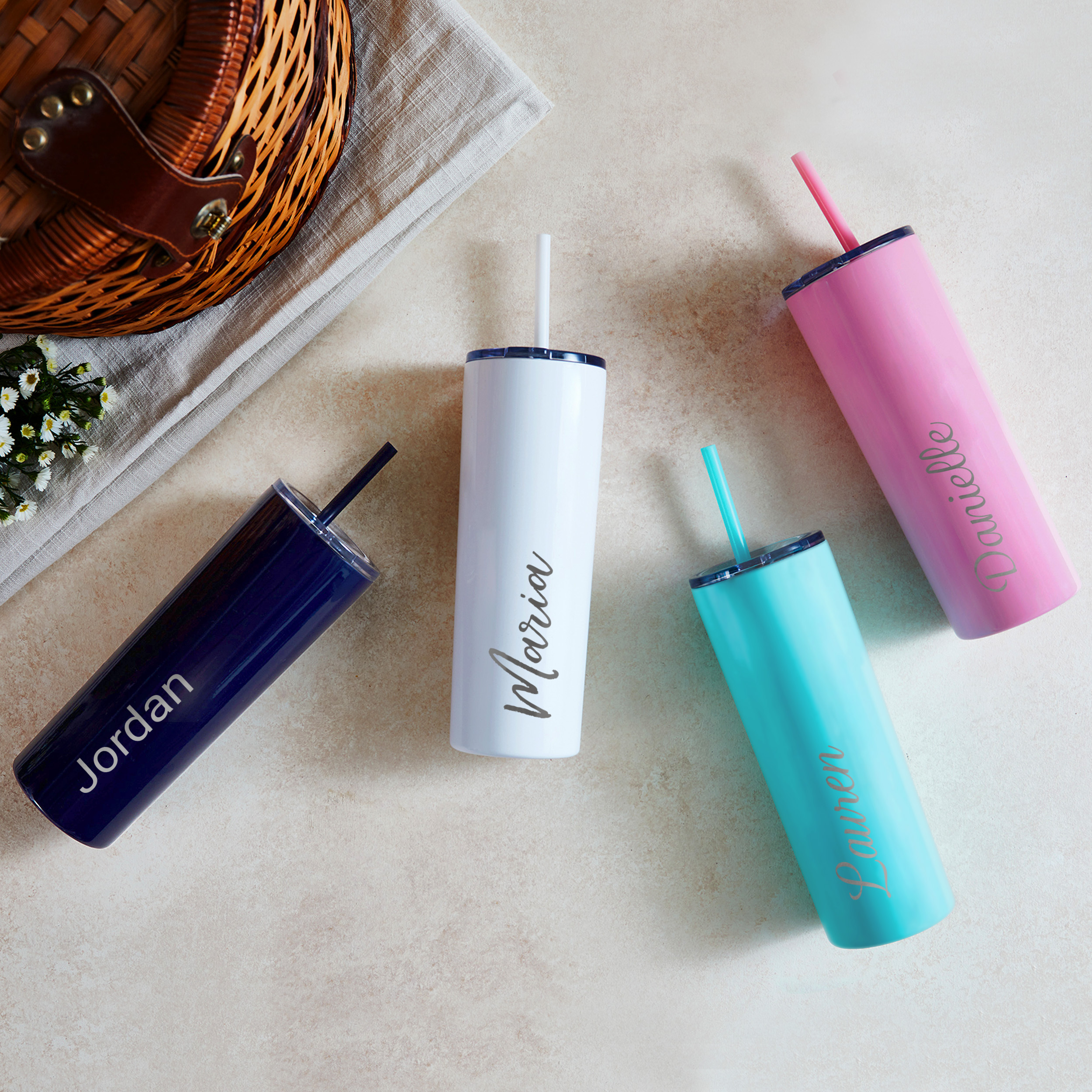 Personalized Skinny Tumbler with Straw
